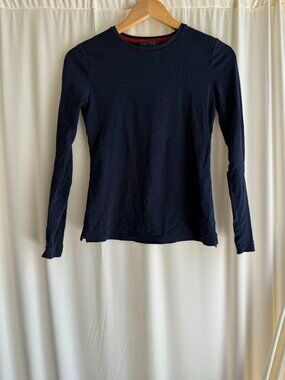 Lauren Ralph Lauren Navy Long Sleeve Stretch Top Petite Small